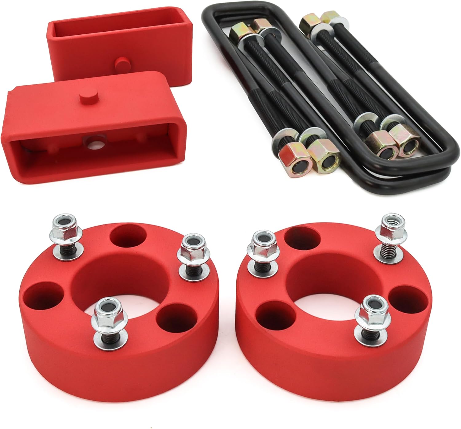 3" Front & 2" Rear Lift Kits for 2005-2022 Nissan Frontier 2WD/4WD - Grade A Coating Strut Spacer Suspension Leveling Kit for Nissan Frontier Pickup Trucks, Wrinkle Red
