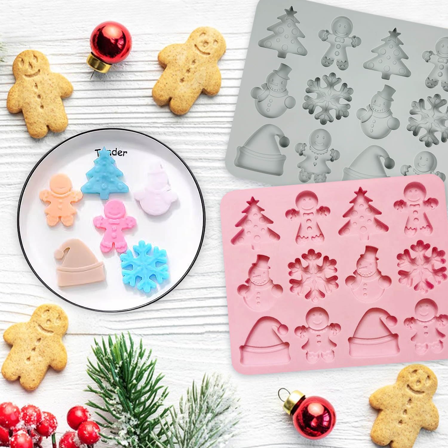 Lot De 6 Moules En Silicone 3D De Noël - Moule En Silicone - Pour Noël