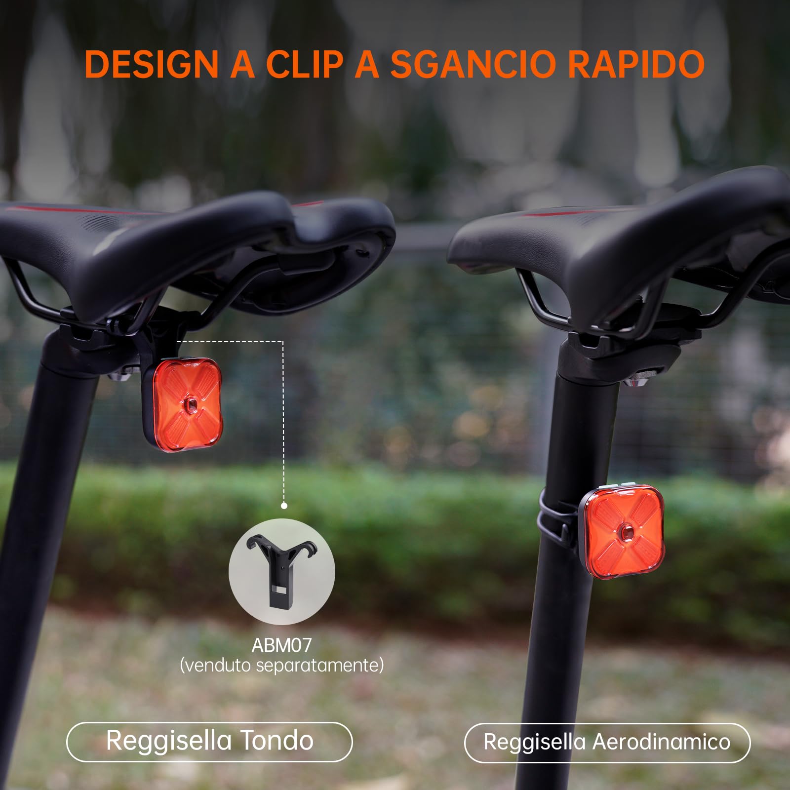 RAVEMEN CLO6 Fanalini Posteriore per Bicicletta,50 Lumen 7 modalità Luce del Freno,Luce di Avvertimento con sensore di frenata e sensore di Luce,USB-C Ricaricabile Impermeabile IPX6