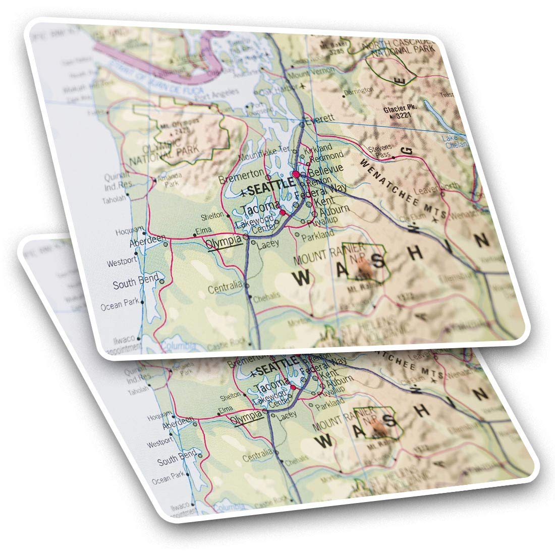 Destination Vinyl Ltd Multi 2 X 10Cm Rectangle Vinyl Stickers - Seattle Washington Travel 3659