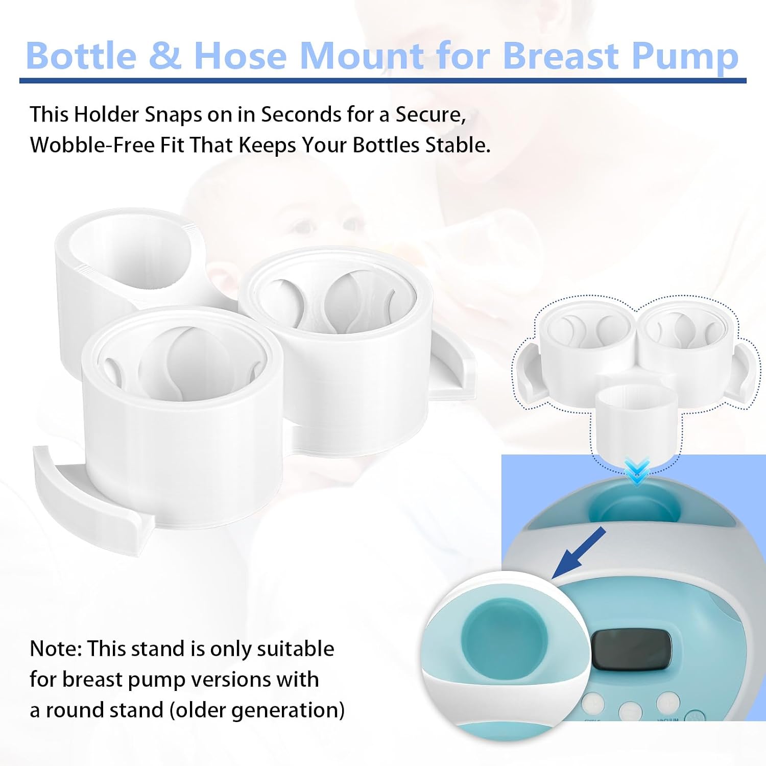 Breast Pump Holder with Hose Organizer, Compatible with S1, S2 Pump Models, Space-Saving Storage Solution for Pump Parts and Accessories (Old Model (Round Hole))