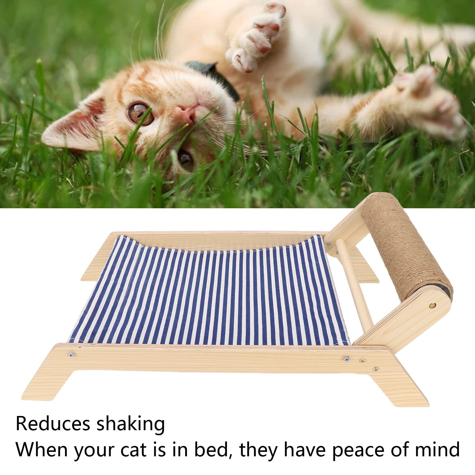 Lettino Tiragraffi per Gatti in Sisal, Amaca per Gatti per Tiragraffi, Lettino da Esterno Raffreddante Elevato per Gatti in Legno, Mobili per Gatti in Legno per Tiragraffi (Beach Sisal Roller Bed)