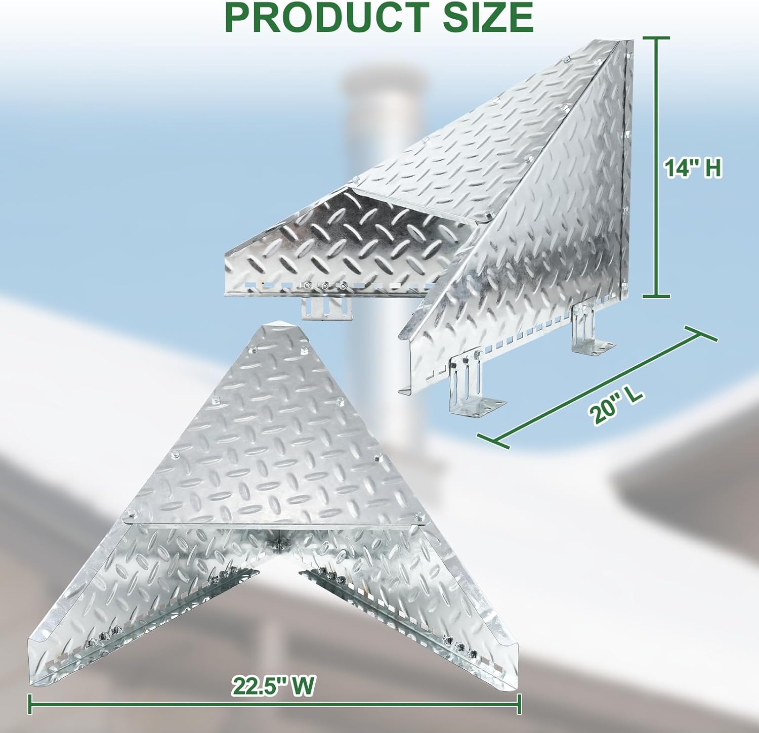 Snow Splitter for Chimneys, Roof Snow Diverter Roof Vent Snow Guard for Chimneys,Snow Splitter for 6" 8" 10" Wood/Metal Stove Pipes