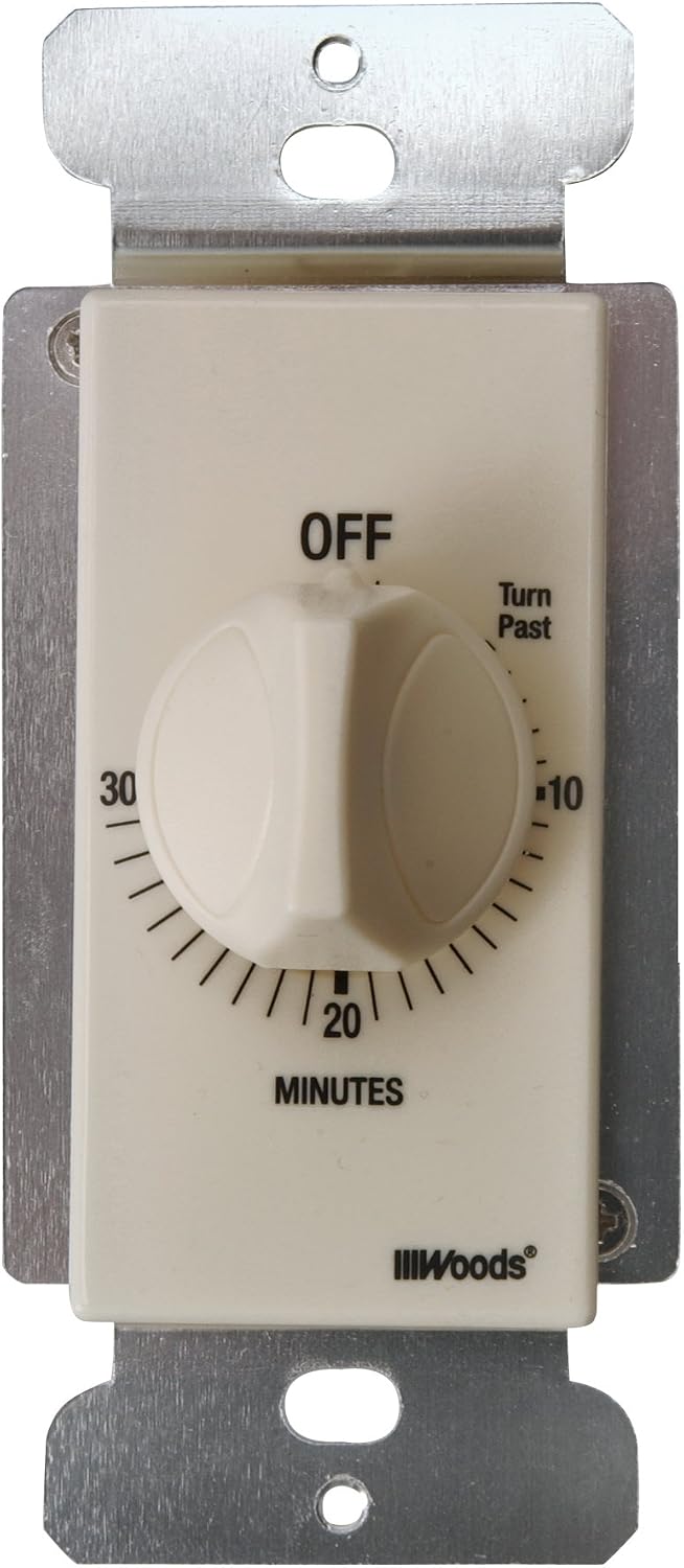 Woods 59715 In- Wall 30 Minute Spring Wound Timer, Light Almond