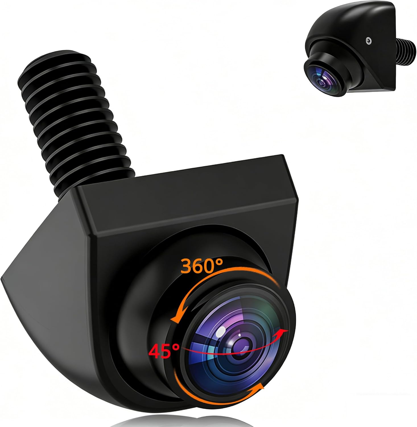 AHD 1080P Universal Backup Camera - 360° Rotatable Lens & Parking Sensor,IP69K Waterproof with Night Vision & 170° Wide View Parking Camera for Front Rear Side Blind Spot of Trucks, Cars, SUVs