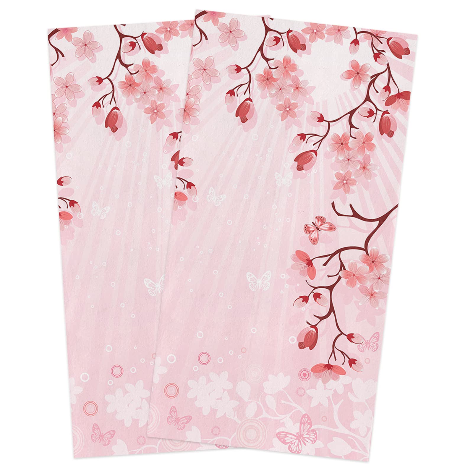 Dishcloths for Kitchen Absorbent Kitchen Towels Pack of 2 Pink Cherry Blossoms Reusable Dish Rags Cleaning Cloths Kitchen Hand Towels for Cooking and Baking,18x28 Inch