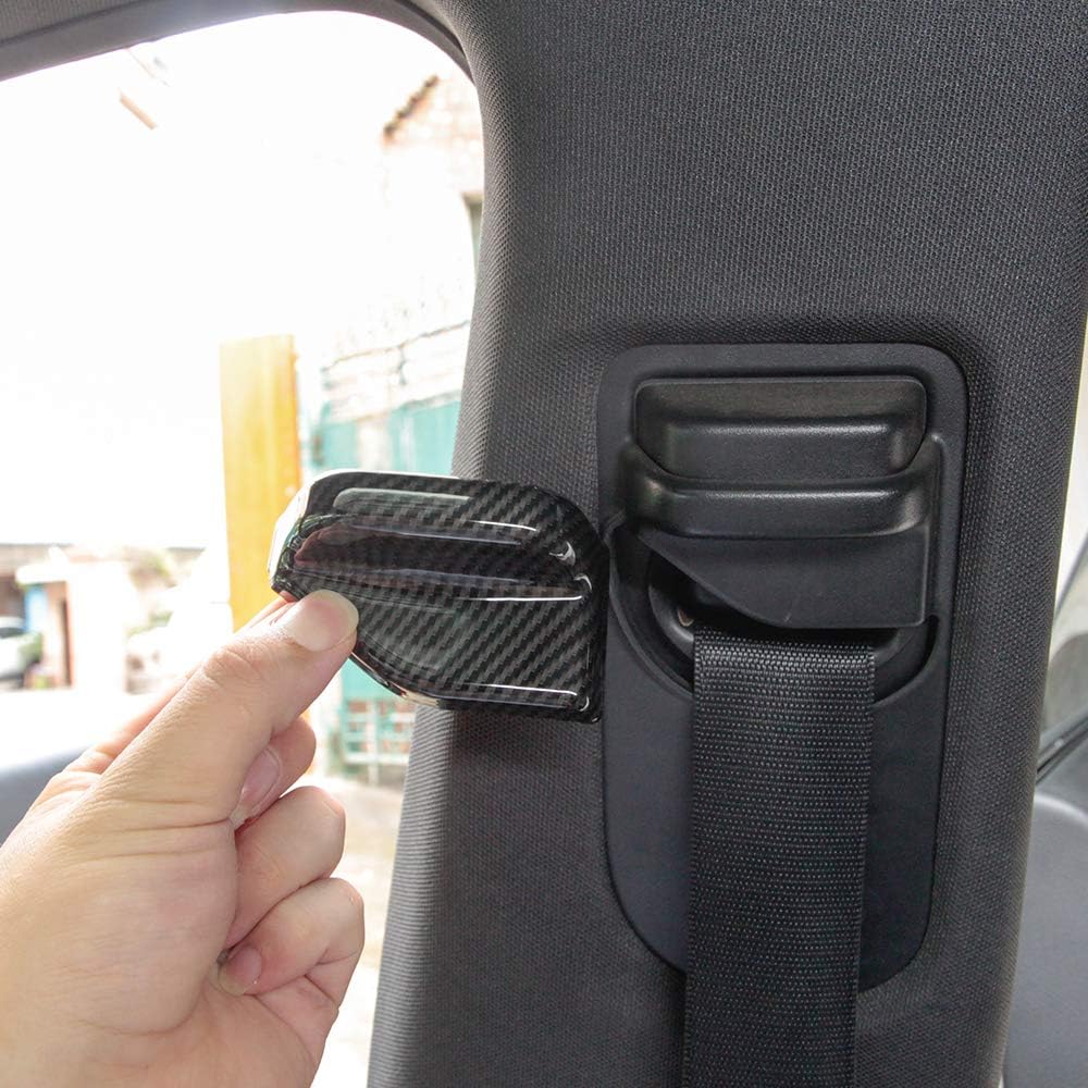 ABS Car Safety Belt Decoration Cover Tirm For Mercedes Benz B200 B CLA GLA Class 2015-2017 Car Accessories (Carbon Fiber)