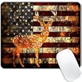 Square Mouse Pad Majestic Deer with Antlers and National Flag-4,Gaming Mouse Pads for Desk,Soft Computer Waterproof Non-Slip Mouse Mat
