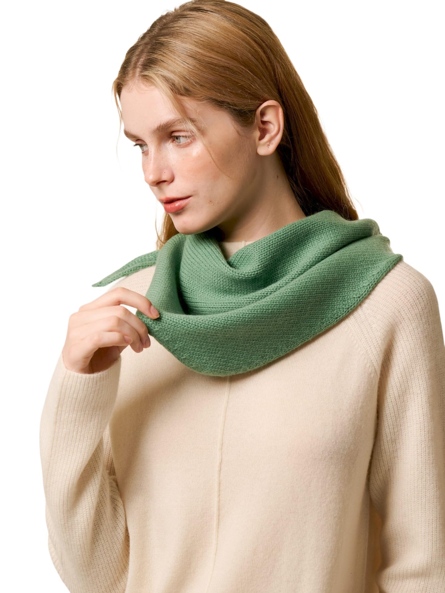 Sciarpa Triangolare Donna in Cashmere e Lana, Foulard a Maglia Scialle Coprispalle per Primavera Autunno Inverno