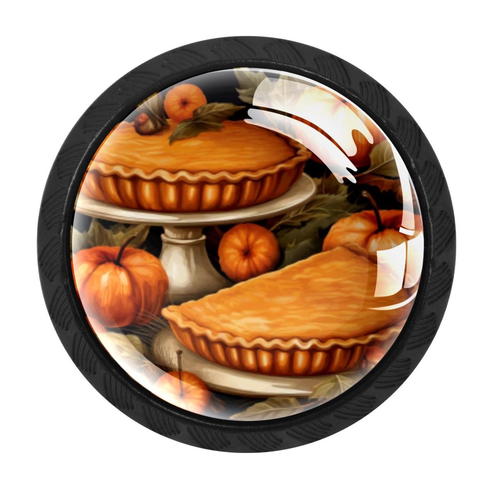 CHENZZZZ 4 Pieces Thanksgiving Pumpkin Drawer Knobs, 35mm Black Cabinet Knobs, Drawer Pulls and Knobs, Dresser Drawer Knobs, Cabinet Hardware Kitchen Cabinet Knobs