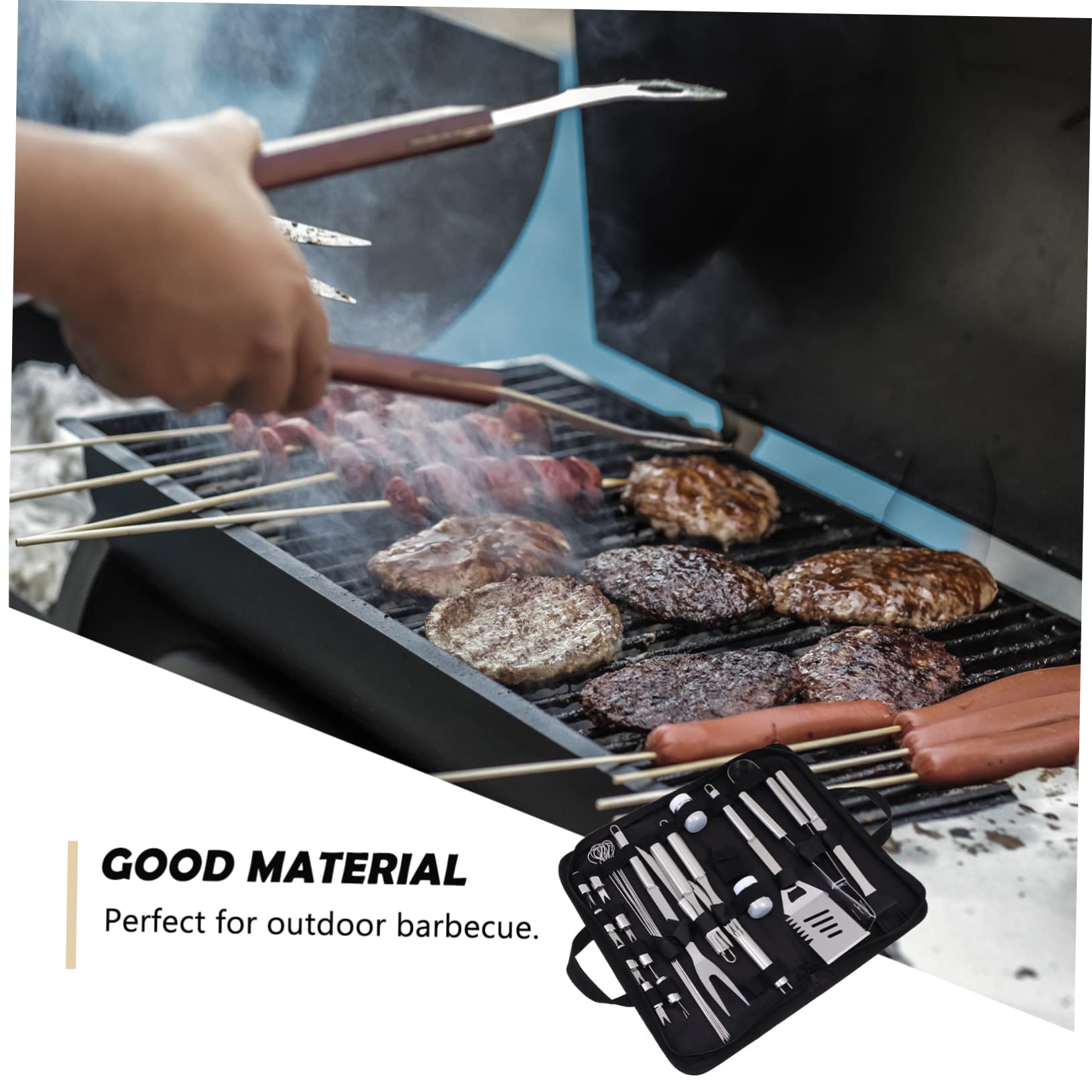 1Set Kit Utensili Bbq Portatili Inossidabile Set Completo per Barbecue All con Oxford Accessori per Grigliate Picnic e