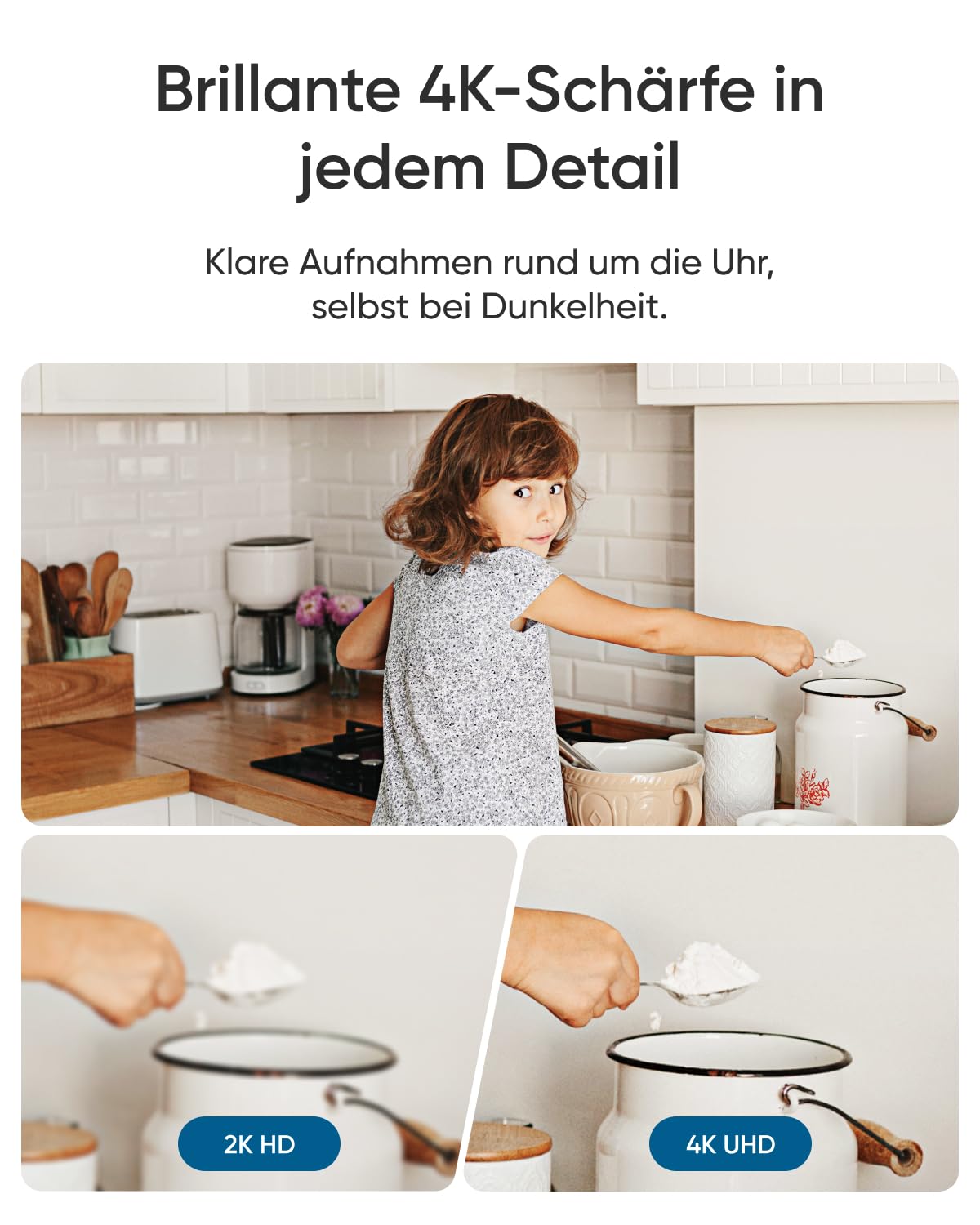 eufy Innenkamera E30, neueste Generation, 4K 8MP UHD Sicherheitskamera, 360° Abdeckung, 6× optischer Zoom, Farbnachtsicht, KI-Erkennung Mensch/Tier/Weinen, Auto-Tracking Mensch/Tier, HomeKit, Weiß