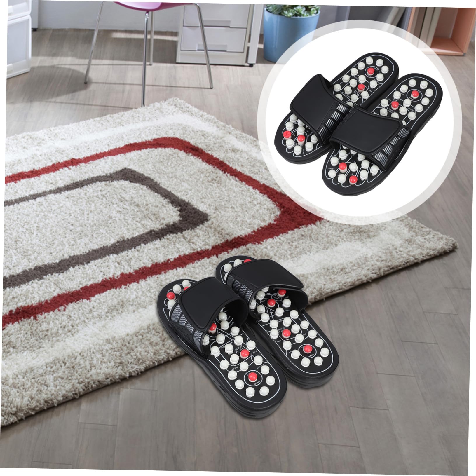 Ipetboom Akupunkt Sandalen aus Gummi mit Verstellbaren Riemen zur Fußmassage und Ermüdungsreduktion für Herren und Damen für Zuhause und Indoor Anwendung
