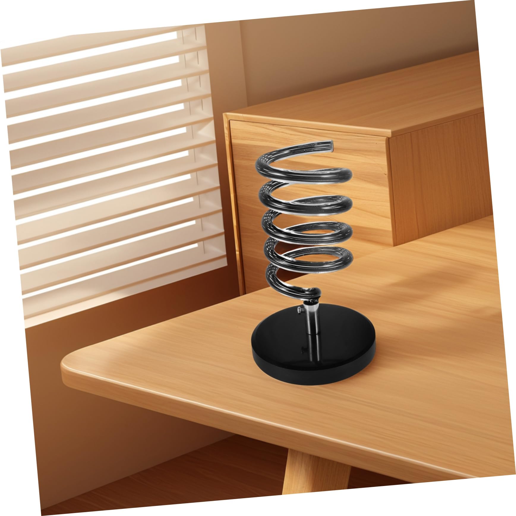 FRCOLOR Supporto per Asciugacapelli da Tavolo, Base in Marmo Nero, Design a Spirale, Organizzatore per Cavi, Uso Bagno e Salone