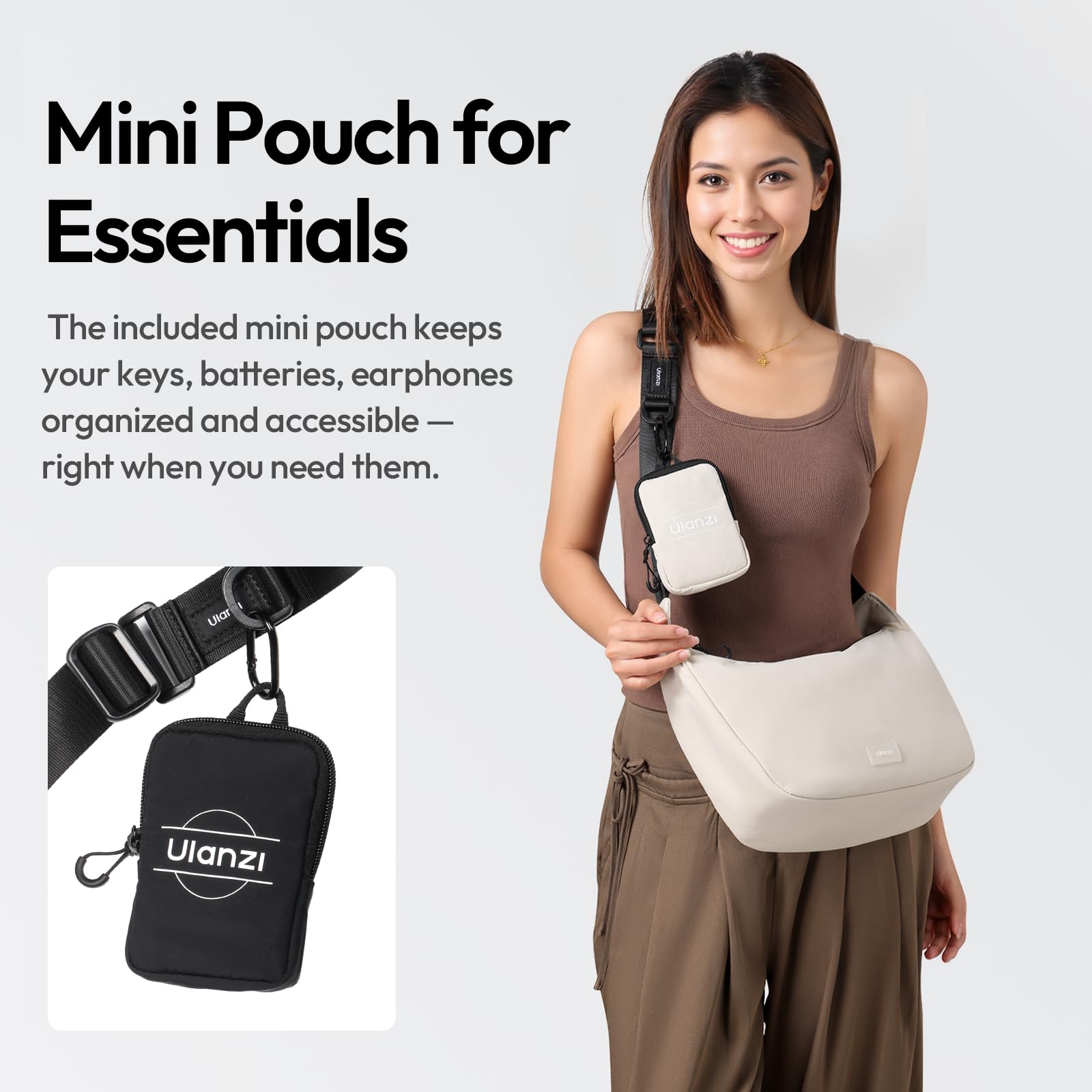 ULANZI Kameratasche Schultertasche Kameratasche Sling Bag Stilvoll mit Trennwänden Leichte Aufbewahrungstasche für DSLR-Kamera Kamerazubehör Reise Outdoor Fotografie Tasche (Schwarz)