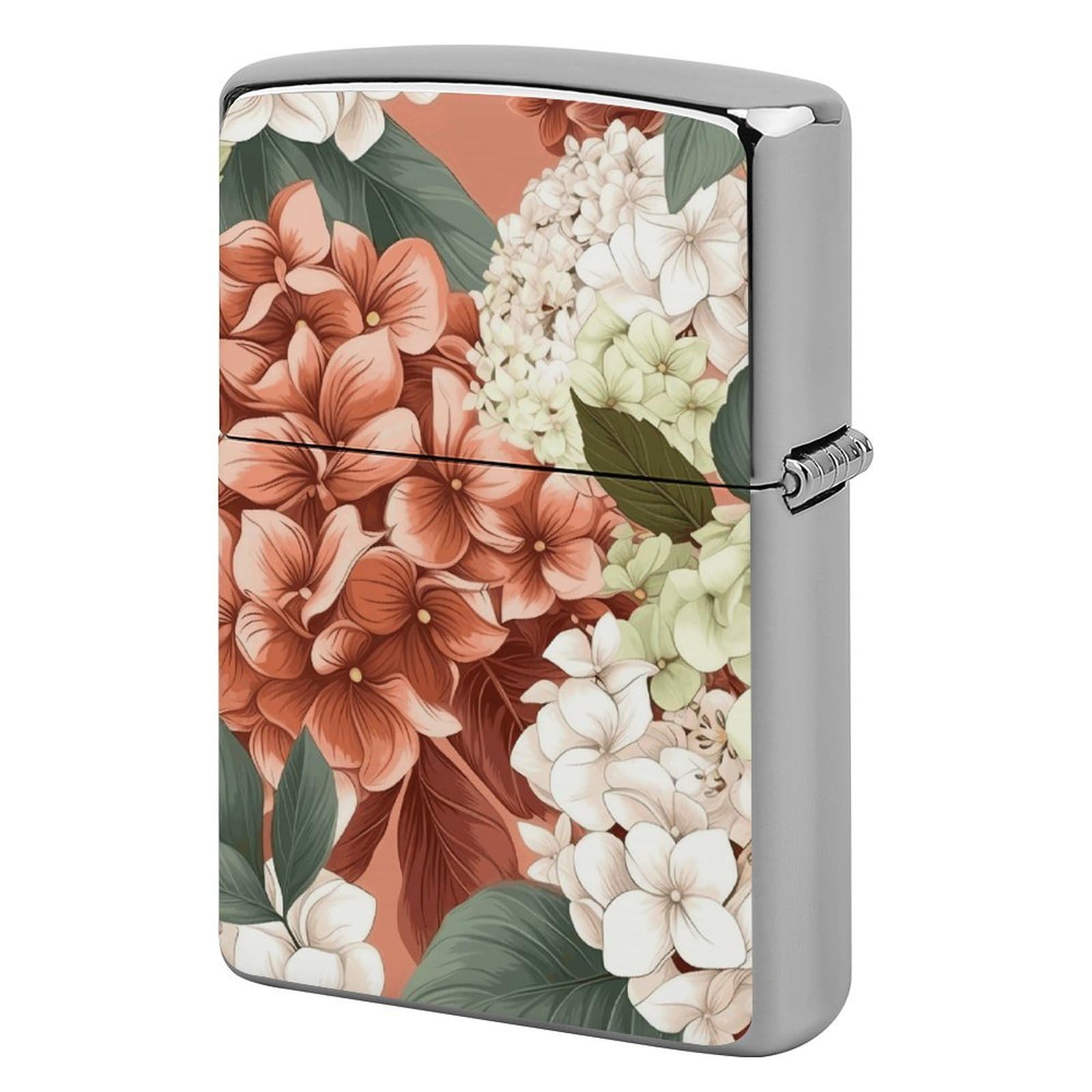 Hydrangeas Lighter Case Vintage Metal Lighter Cover Reusable Lighter Protective Sleeve Unique Design Personalized Lighter Sleeve Holder Against Dust and Scratches