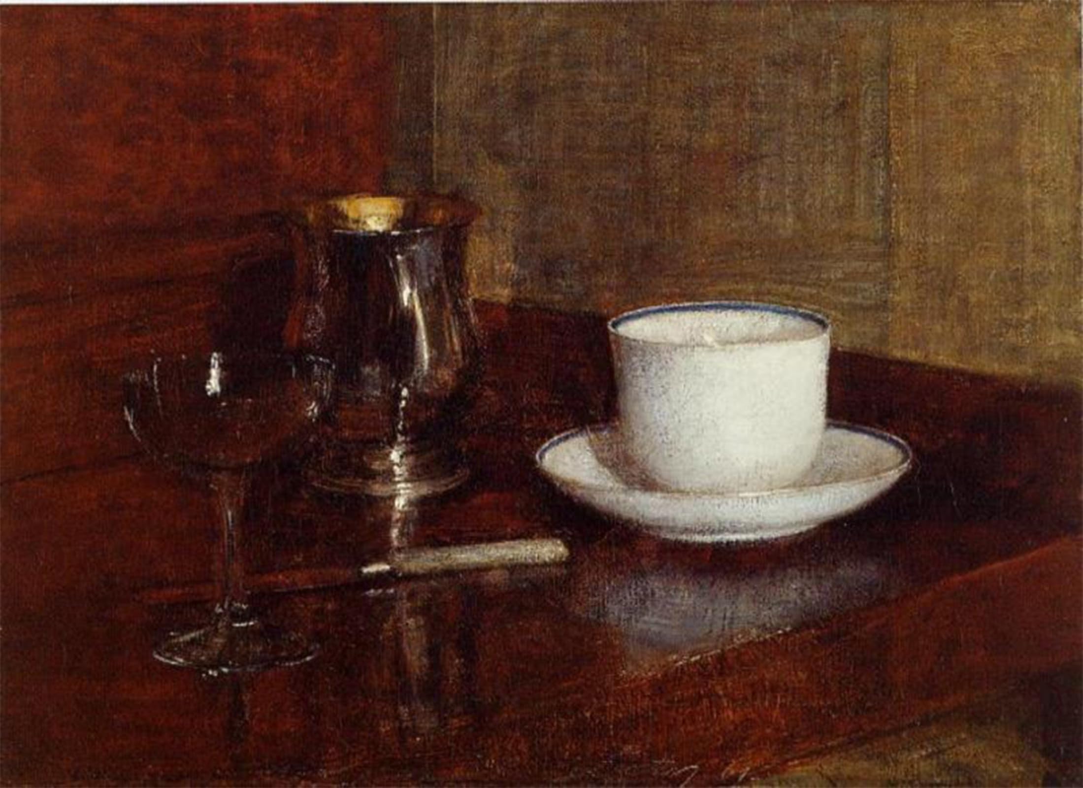 SERENDIPITP Aesthetic Poster Photo Wall Print Retro Picture Still Life Glass Silver Goblet and Cup by Henri Fantin-latour Modern Wall Artwork for Home Decor 60x90cm