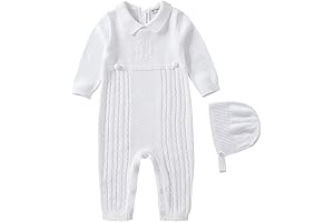Booulfi Baby Boy's 2-Piece Christening Baptism Outfits with Hat and Cross Detail