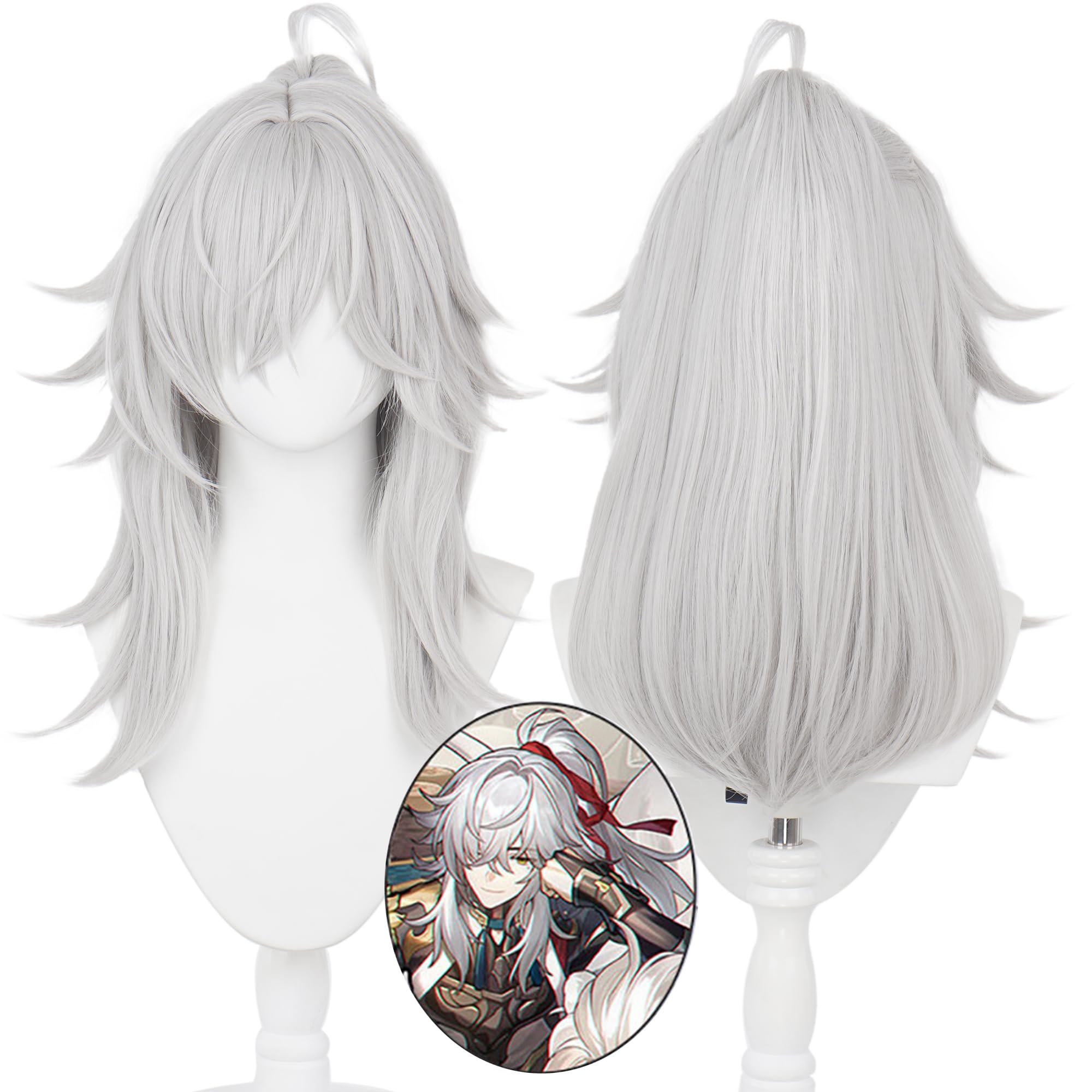 Silver White Tiger Clip Ponytail Long Heat Resisitant Synthetic Hair for Women Men Halloween Comic Con Replacement Wigs - Image 2