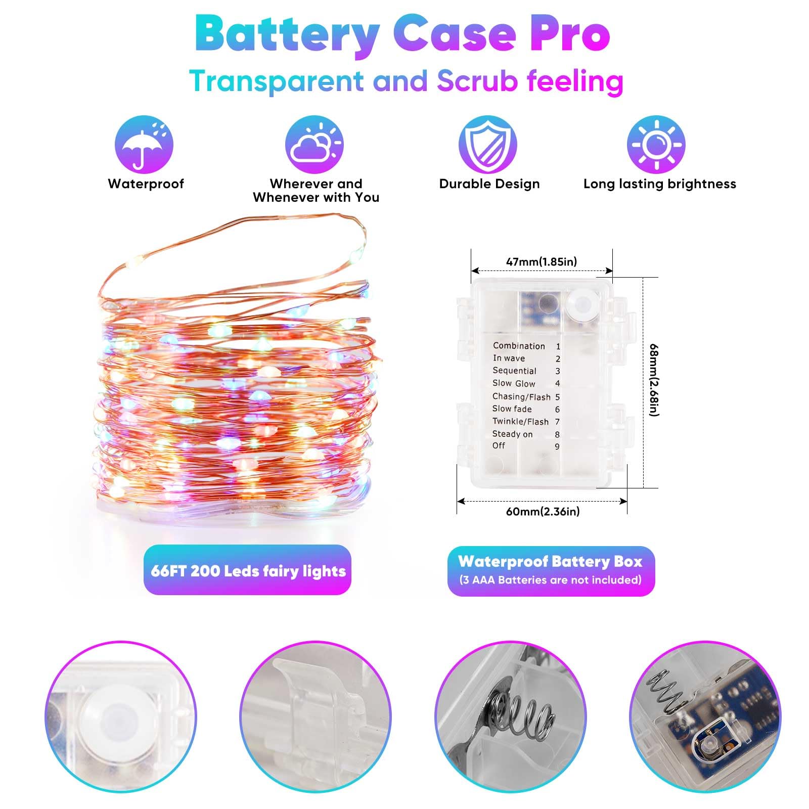 Guirlande Lumineuse à Pile, 5m 50 LED Mini Girlande De Lumière De Noël