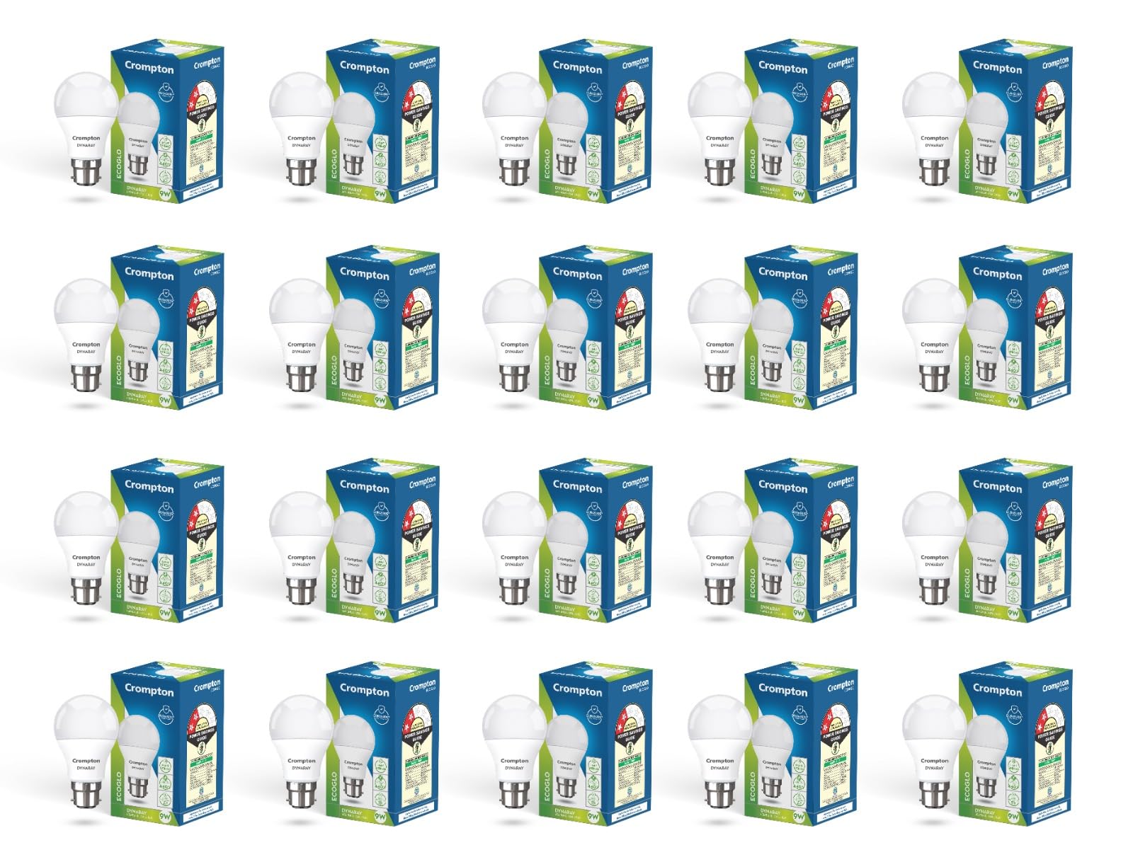 Crompton Dyna Ray 9W Round B22 LED Cool Day Light (Pack of 20)