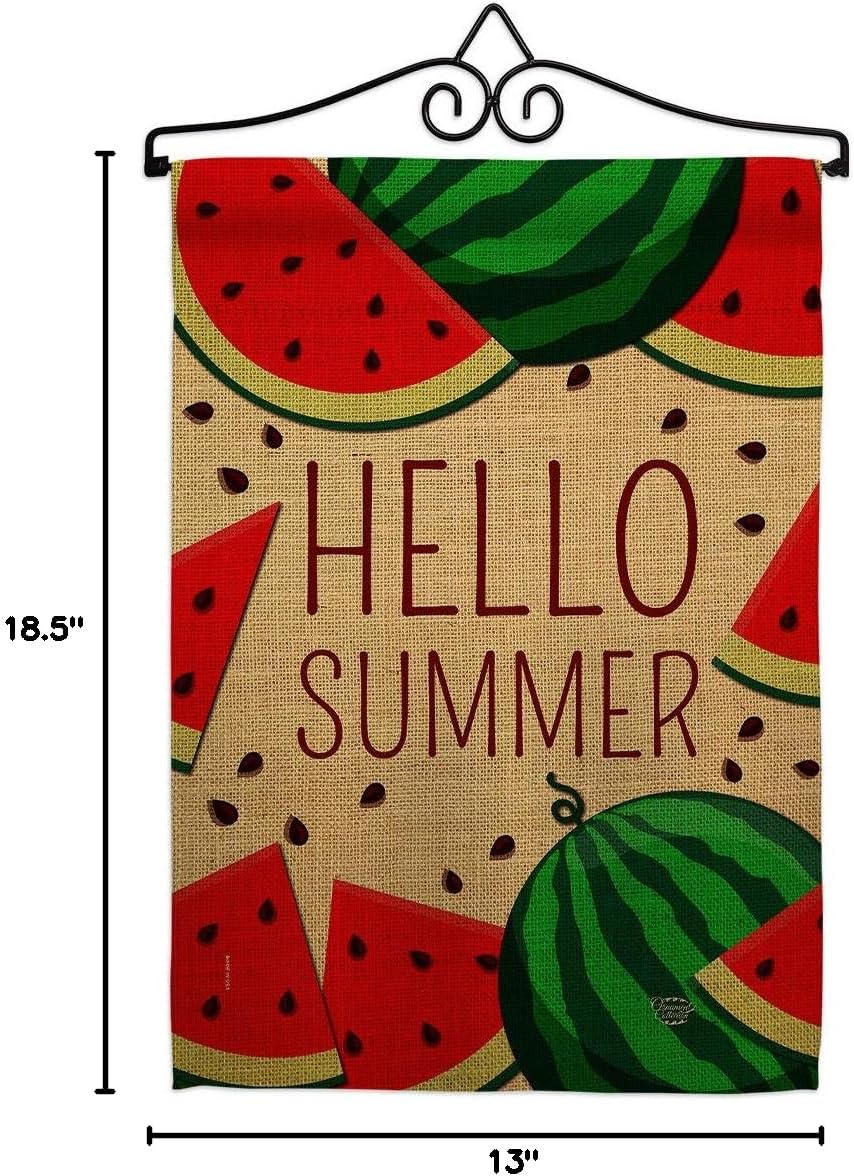 Watermelon Summer Garden Flag Set Wall Hanger Summertime Fun and Sun Beach Pool Luau Tropical Party Season Outdoor Sunny Small Decorative Gift Yard House Banner Double-Sided Made In USA 13 X 18.5