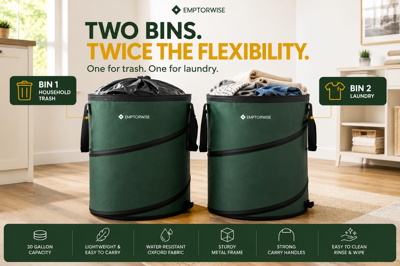 Collapsible Trash Cans - 2 Pack for RV & Camping -5