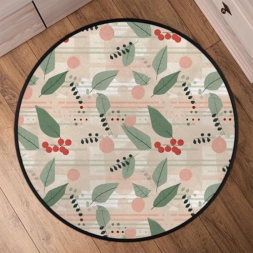 Miniatura 6 de Christmas Winter Holly Leaves Berries (5) Round Area Rug 3ft Machine Washable Circular Rugs for Dining Room Table Bedroom Playroom Throw Rugs for