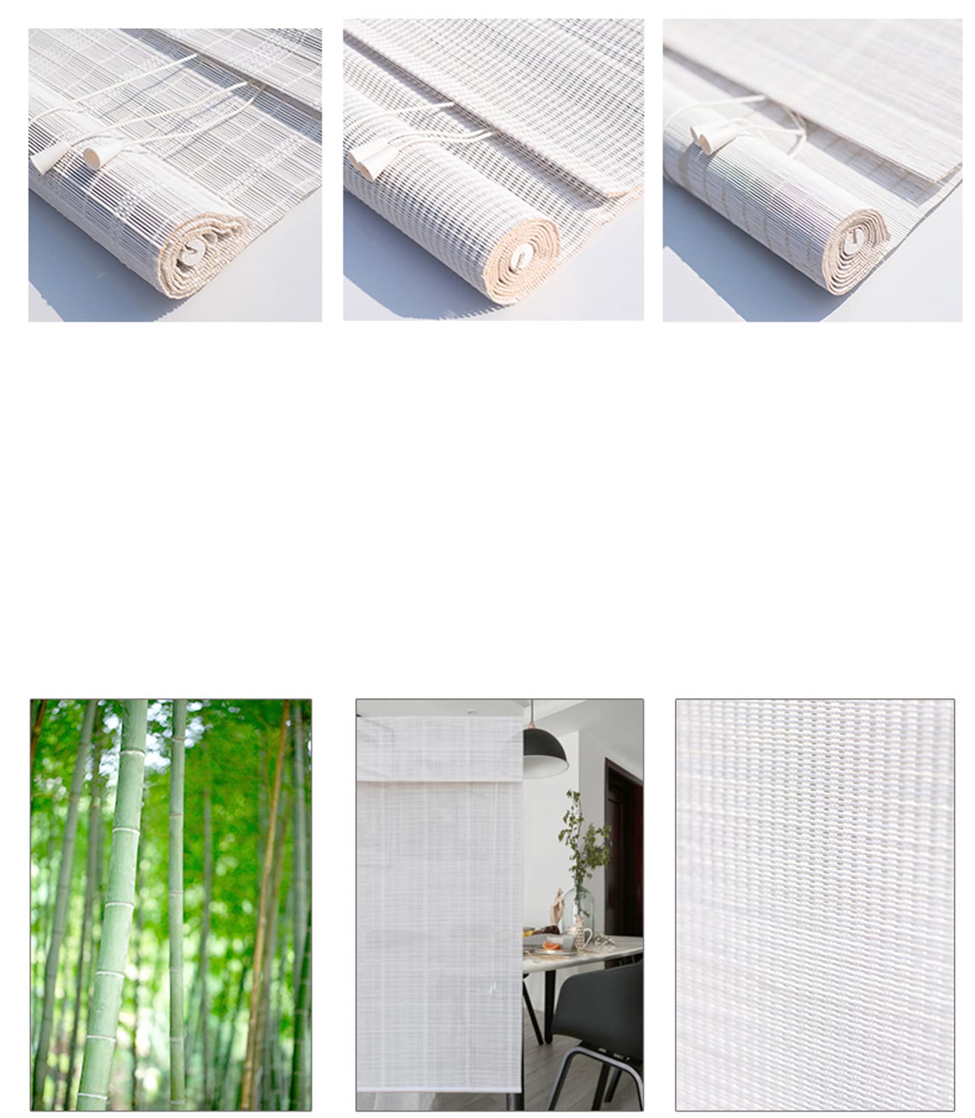 Store Enrouleur Bambou Naturel,Store Venitien en Bois,Store Fenetre Occultant,Store Enrouleur En Bambou Blanc?5% Protection Solaire Intimité Écran,Respirant/écologique/Naturel (110*200cm/43*79in)