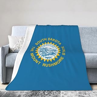 Soft Fleece Throw Blanket Cozy Fun South Dakota Flag Printed for Couch Bed Sofa Winter Warmth (Multiple Sizes)