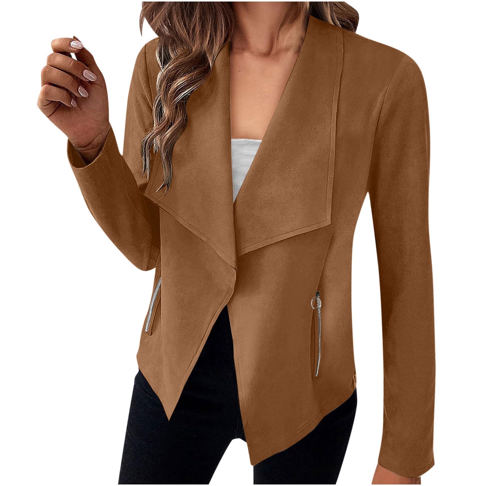 Sportlicher Blazer Damen, Blazer Lang Damen Dressy Langarm Blazer Business Casual Outfits Für Die Arbeit Mit Tasche Kurzblazer Jacke Kurzblazer Mit Stretch Breathable Damen-Blazer Sportlich-Elegant
