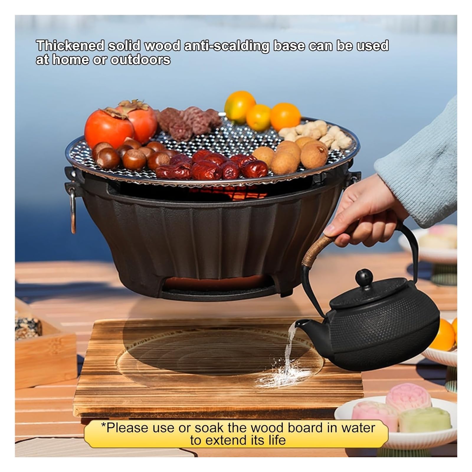 Grill węglowy Żeliwny grill Hibachi, grill węglowy BBQ przenośny piecyk do grilla Mini grill węglowy Piec kempingowy Piec na piknik na świeżym powietrzu, impreza z grillem, piknik domowy, kemping