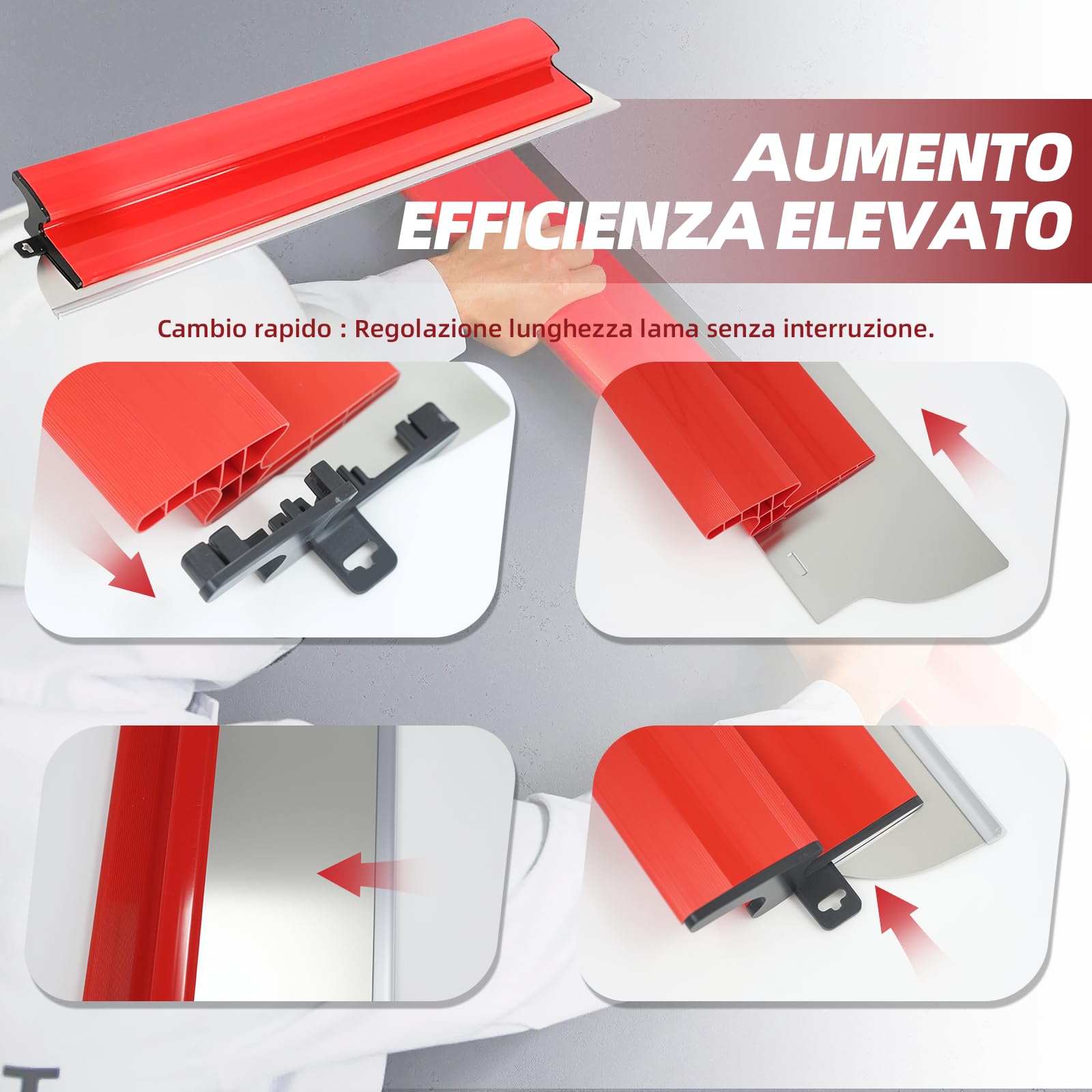 Set spatole ANEELV, 3 lame acciaio 25/40/60cm | Lame acciaio robuste, impugnatura ergonomica. Per lisciare pareti/soffitti, cartongesso, uso versatile