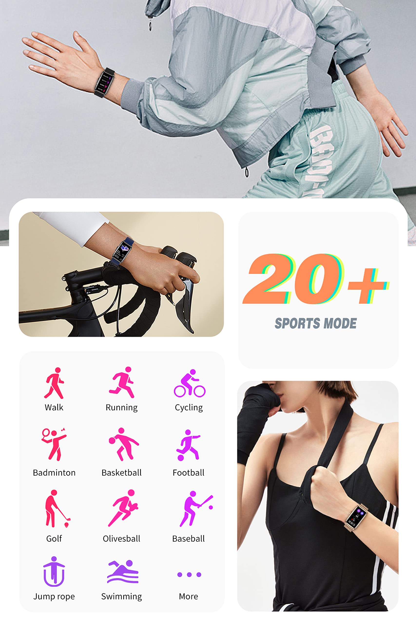 Fitness Tracker Smartwatch Damen Herren 1.47 Zoll HD Touchscreen Blutdruckmessung Pulsuhr Schlaf 20 Sportmodi Schrittzähler für Android iOS