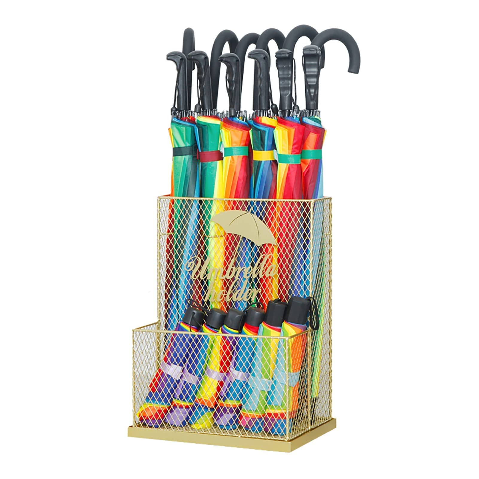 Porte-parapluie moderne en maille métallique NMDCDH à 2 niveaux pour entrée