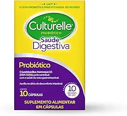 Culturelle Probiótico Saúde Digestiva, Suplemento Alimentar Diário, Com Lactobacilos, Sem Glúten, Sem Lactose, 10 Cápsulas