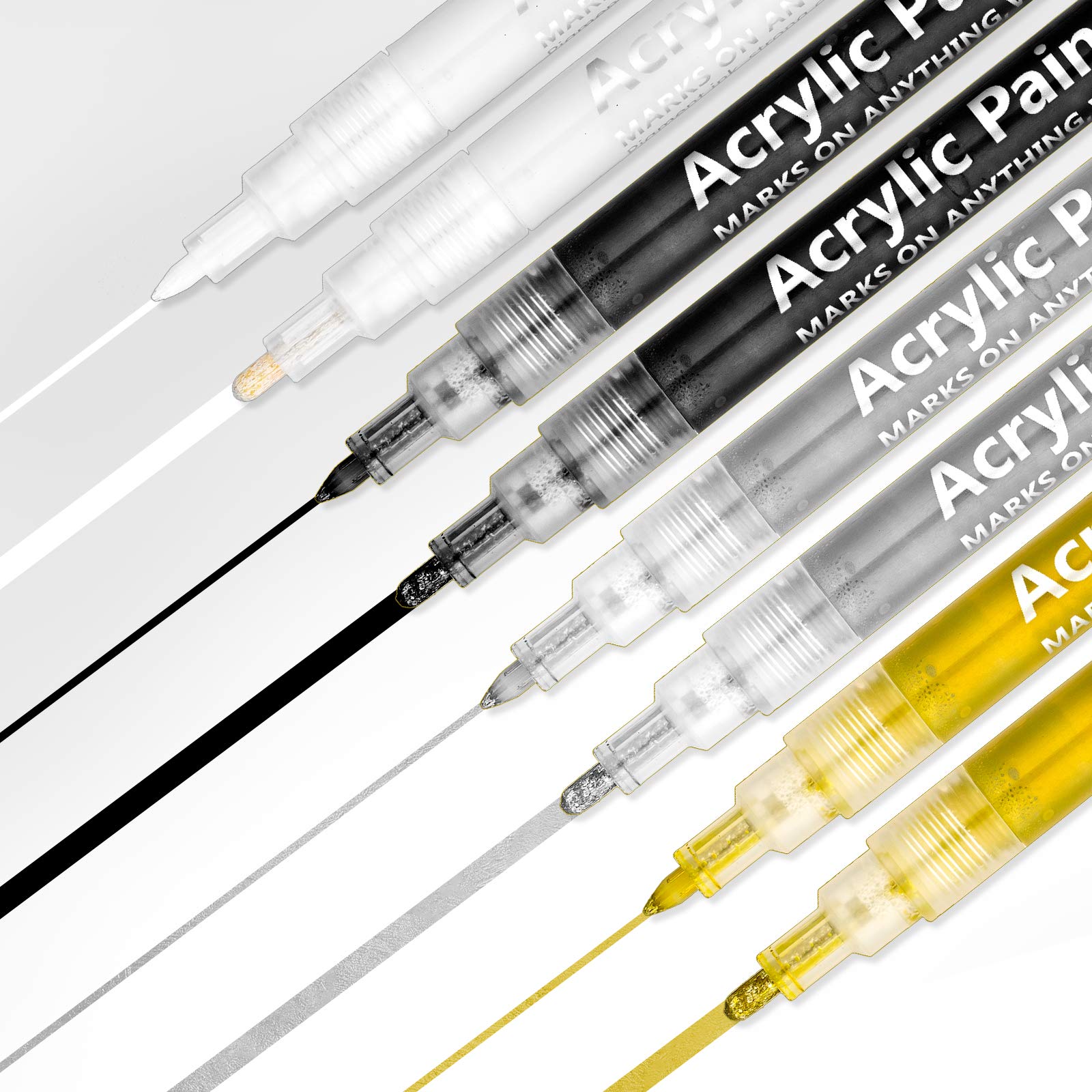 Whaline8pcs Acrylic Paint Water Based Pens Craft Pens Gold Metallic Markers Silver Permanent Markers for Eater Egg Wood Glass Metal and Ceramic Rock Painting Glass DIY Craft Projects Card Writing