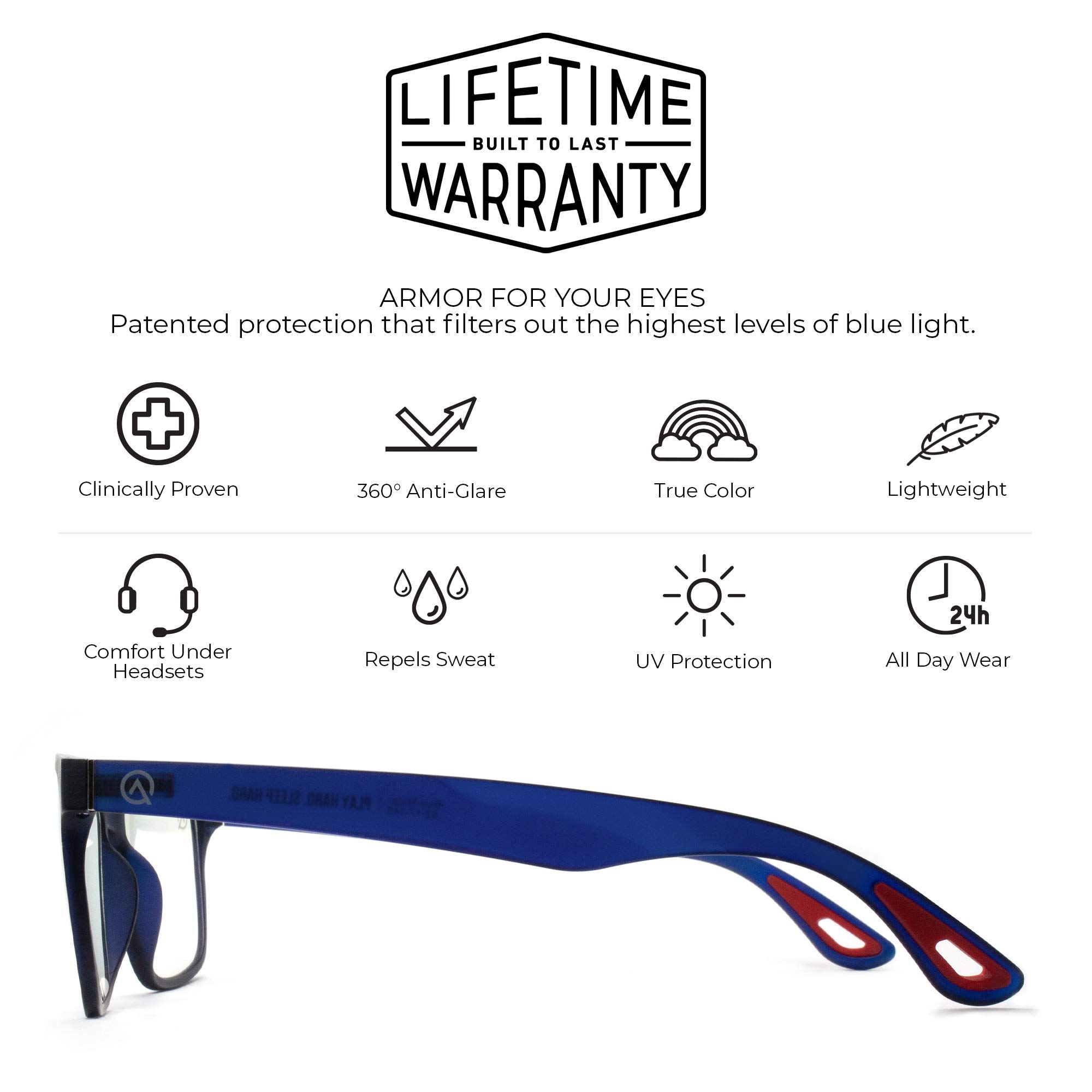 Gamer Advantage Gafas de luz azul, ligeras, elegantes gafas para juegos con tecnología de lente de bloqueo de luz azul, (Inferno)