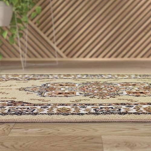 Miniatura 8 de Antep Rugs - Alfombras orientales tradicionales 2 x 4 antideslizantes (no se deslizan) de bajo perfil con respaldo de goma para cocinas (beige, 2