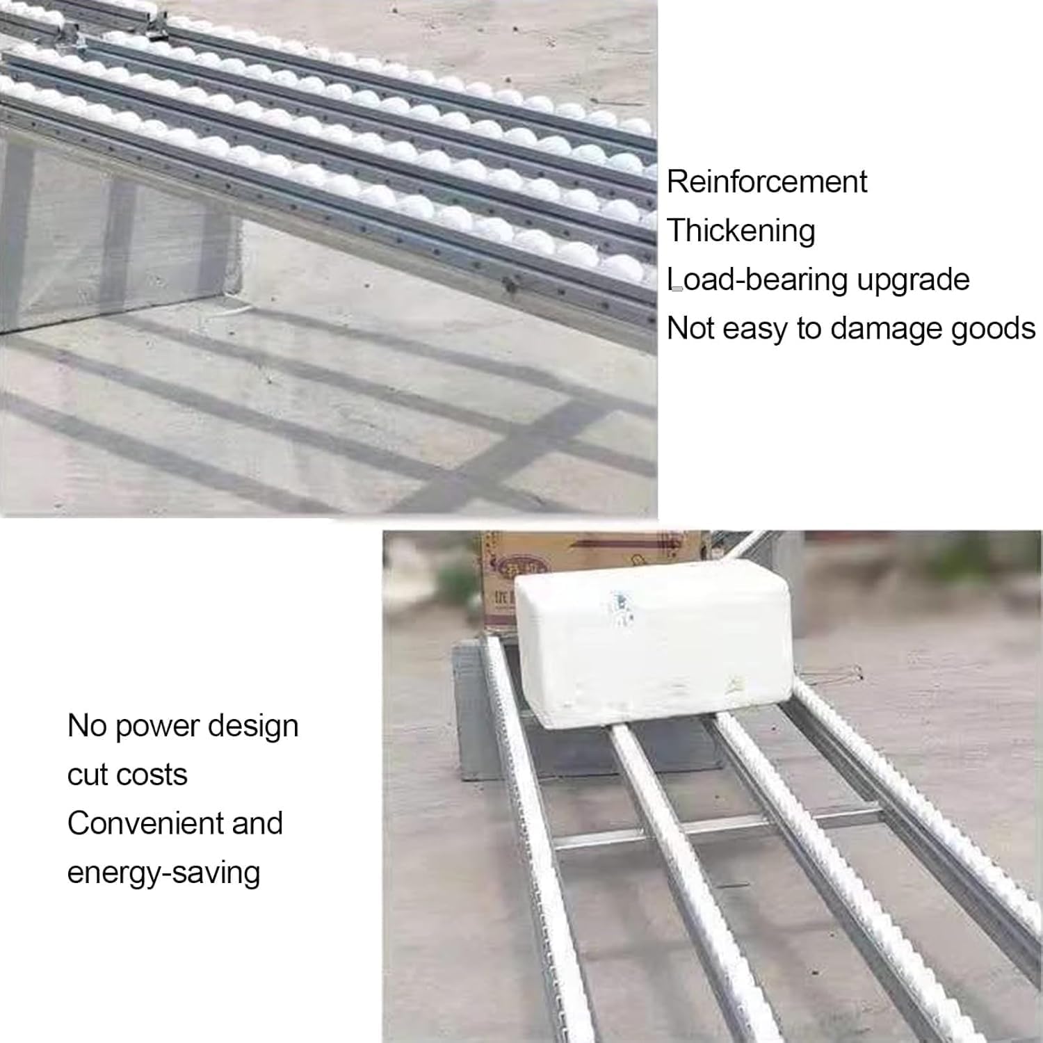 Light-Duty Roller Conveyor - 3-Slide Unpowered Conveyor for Warehouses & Factories, 200cm Long, Smooth Movement, Splicable Design, Heavy-Duty Durability