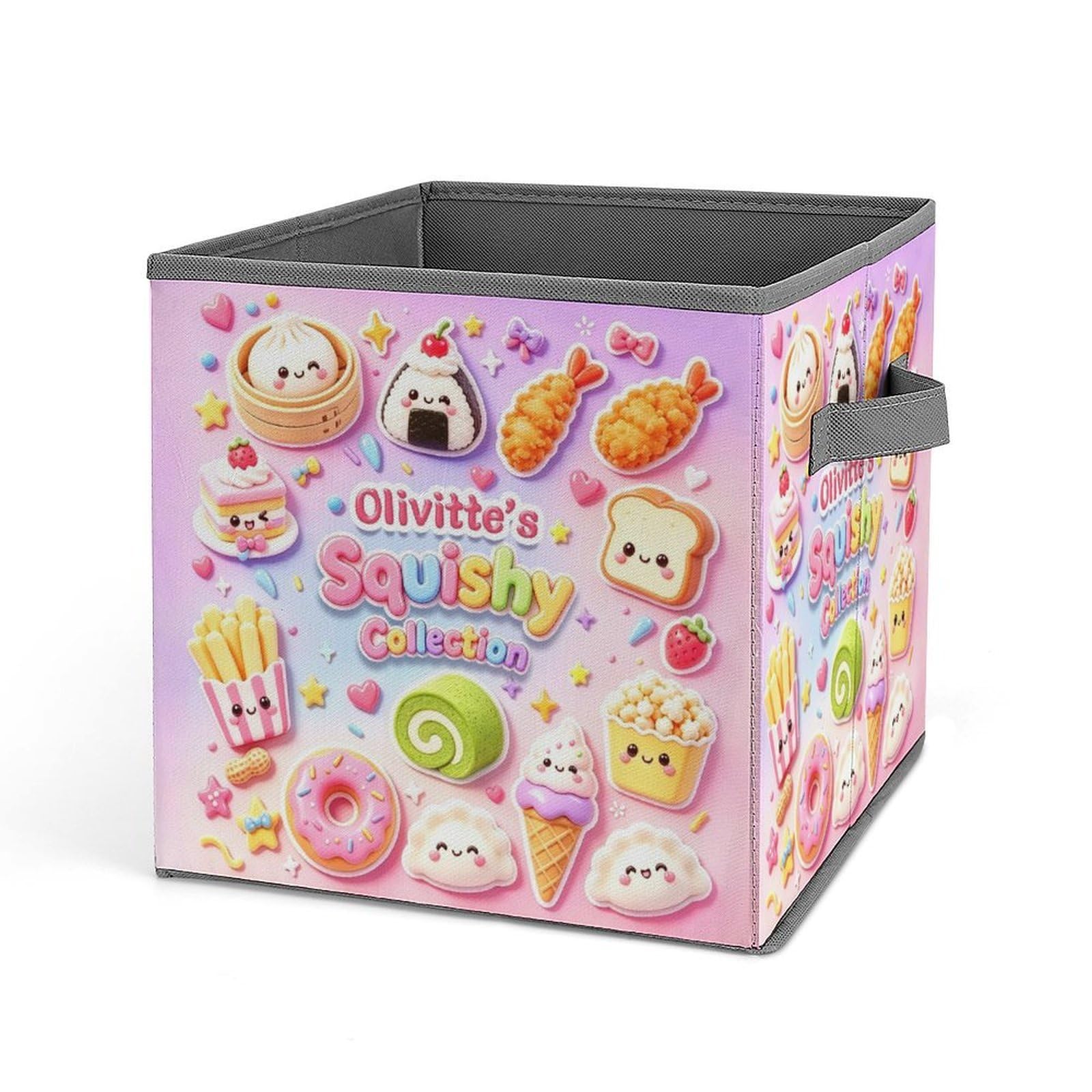 Personalized Dumpling Squishy Storage Basket, Custom Name Dumpling Squishy Basket Storage Organizer with Handles Room Decor Birthday Gifts (style 10) — image 1