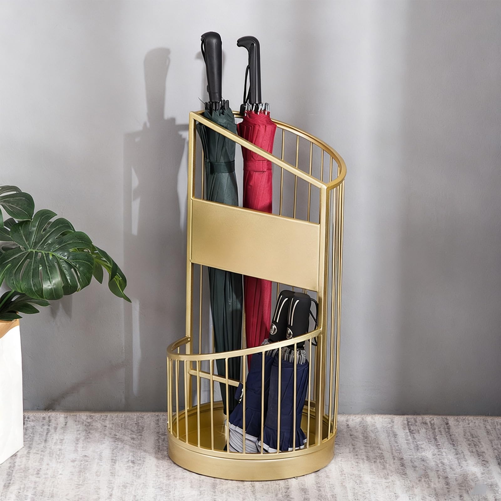 BHFPFZA Commercial Metal Umbrella Stand with Large Capacity Storage Shelf for Indoor Entryway, Holds 8-16 Umbrellas, Stylish and Functional for Home and Office