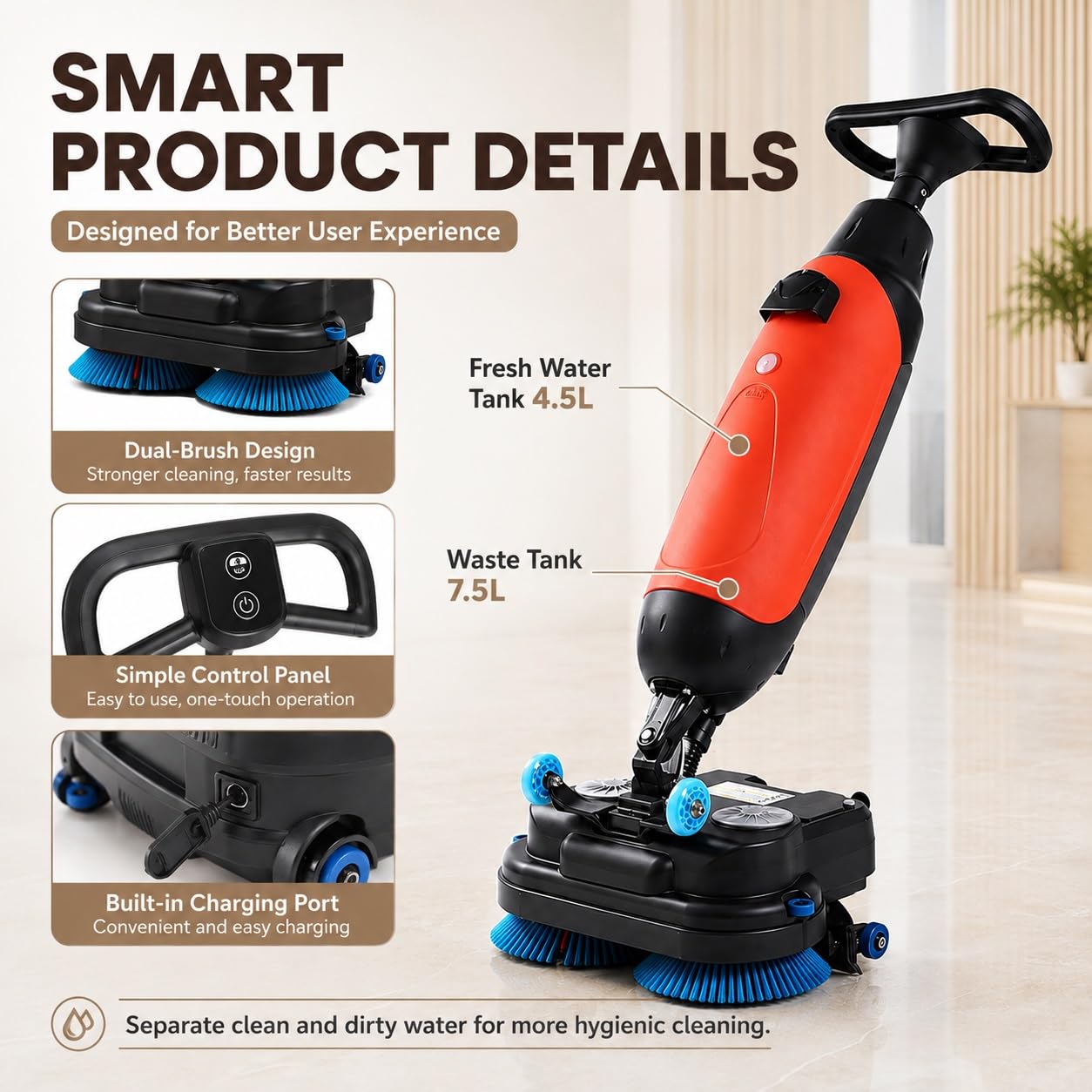 Professioneller kabelloser Bodenschrubber