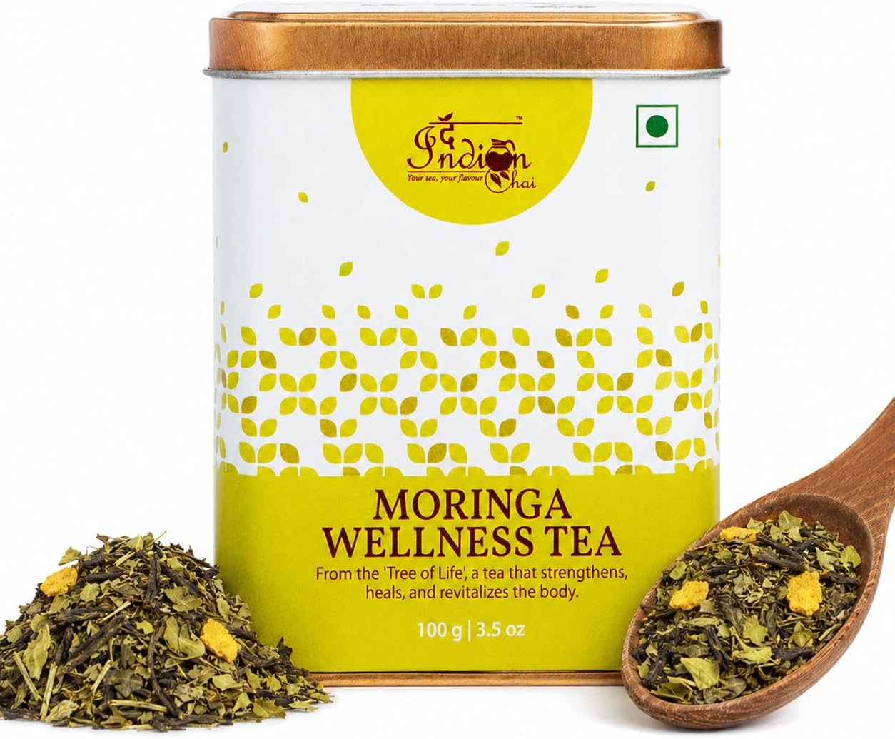 The Indian Chai - Moringa Wellness Tea 100 grams with Amla, Tulsi, Peppermint, Ginger etc for Detox, Boosts Energy, Helps Remove Toxins and Supports Weight Loss