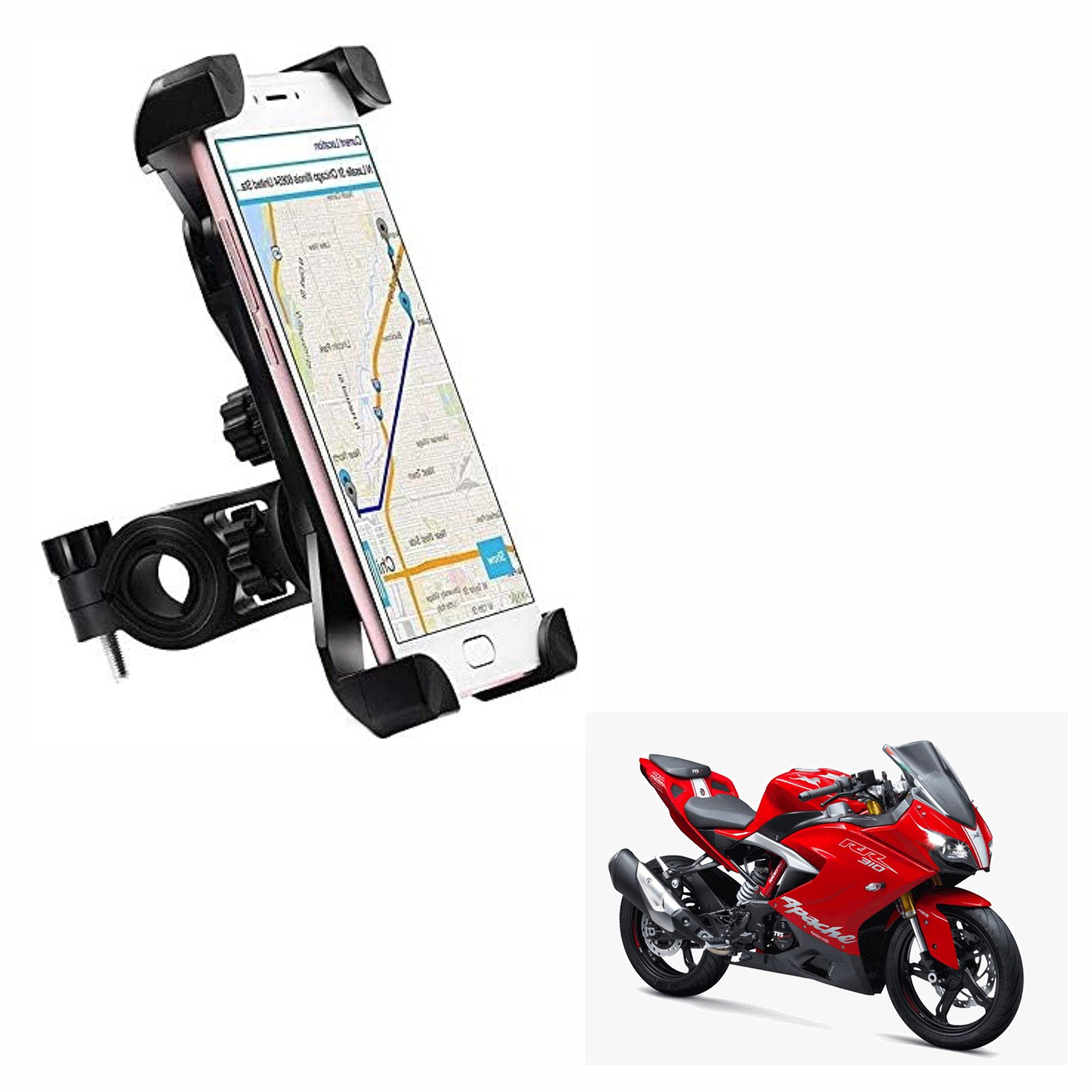 Miwings Bike Phone Mount Anti Shake and Stable Cradle Clamp with 360° Rotation Bike Phone Holder for TVS Apache 310 (1 PCs, Black)-image-39