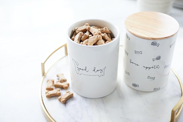 Foto 6 de 7 de Pearhead Good Dog Treat Jar - Tarro de cerámica y madera para mascotas, decoración de cocina moderna neutral…