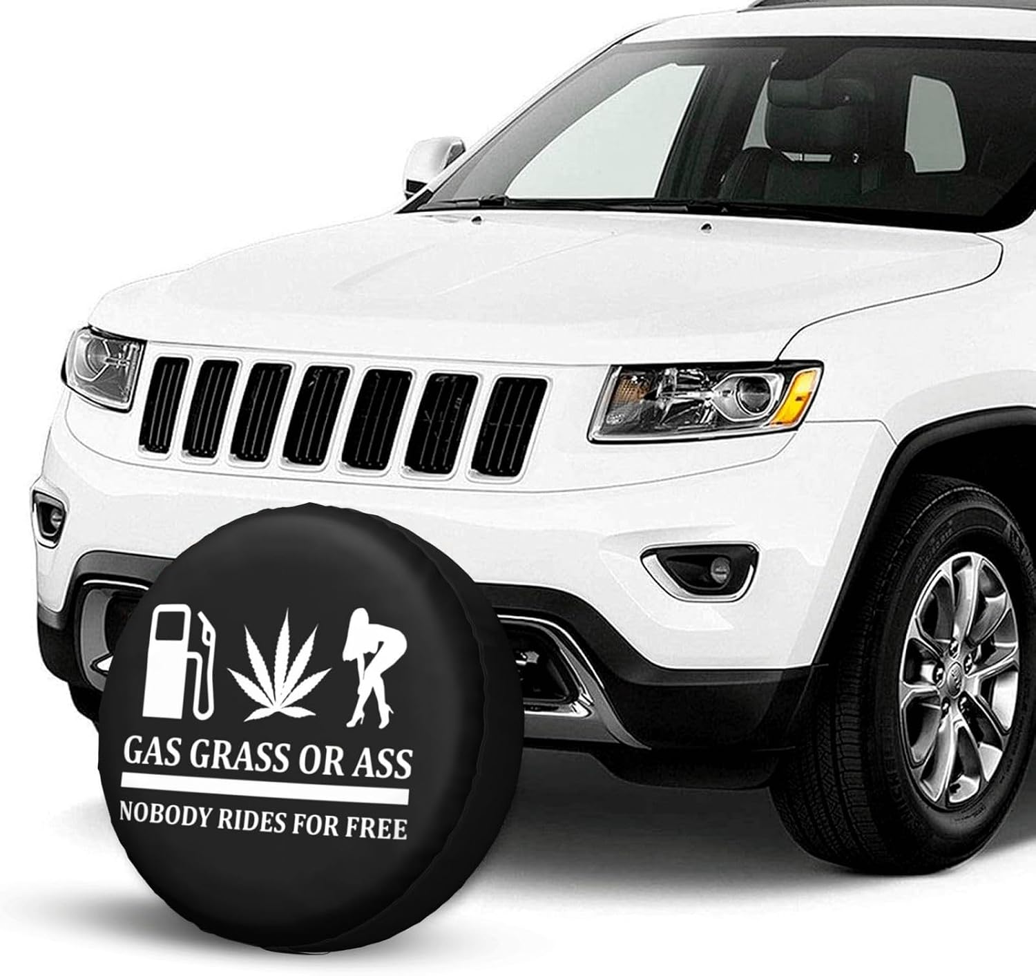 MUSM Gas, Grass Or Ass Nobody Rides for Free Funny Spare Tire Cover Waterproof and Rainproof Dust-Proof Universal Wheel Tire Covers