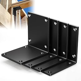 4 Pack 8"x8"x6" Post Brackets, Steel I Brackets for Wood, Heavy Duty Corner Bracket, 8x8 Post to Beam Connector, Fireplace Mantel Support Bracket, Thickness 1/4"(6 mm), Max Load 660lbs