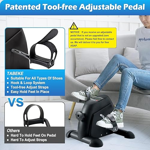 Miniatura 2 de TABEKE Ejercitador de pedales de bicicleta para debajo del escritorio, mini bicicleta estática para ejercicio de brazospiernas, ejercitador de pedal