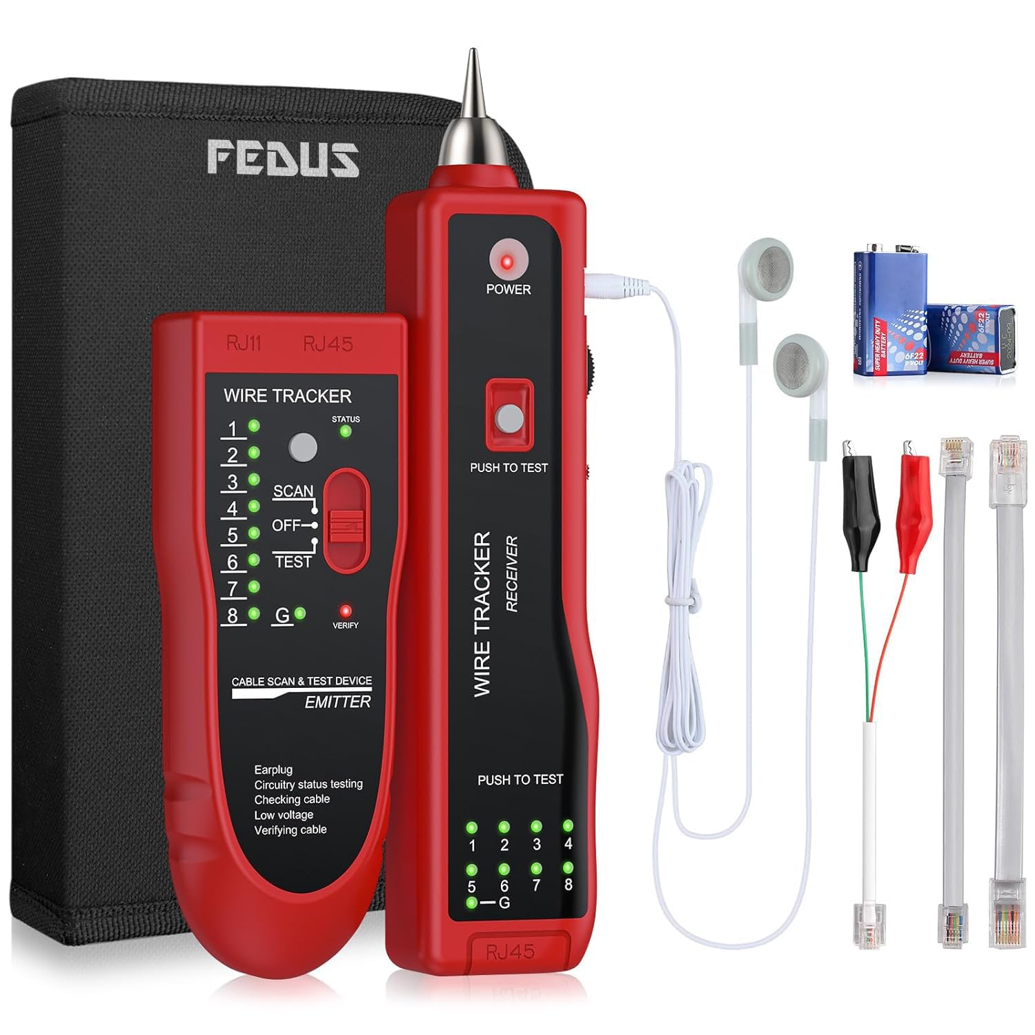 FEDUS LAN TESTER with Wire Tracker, LAN Net work Cable Tracer, Cable Tracker Line Finder, RJ11 RJ45 Line Finder Cable Tester for Network Ethernet cable,Phone Telephone Line Continuity Checking